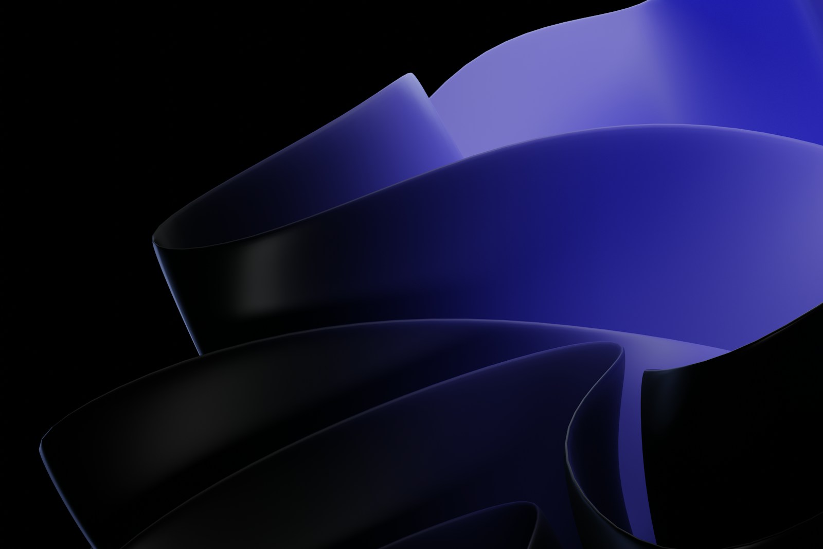 Abstract blue ribbons against a black background.